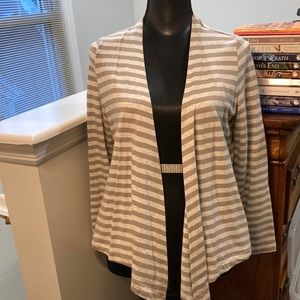 Lands End Grey stripe open cardigan
